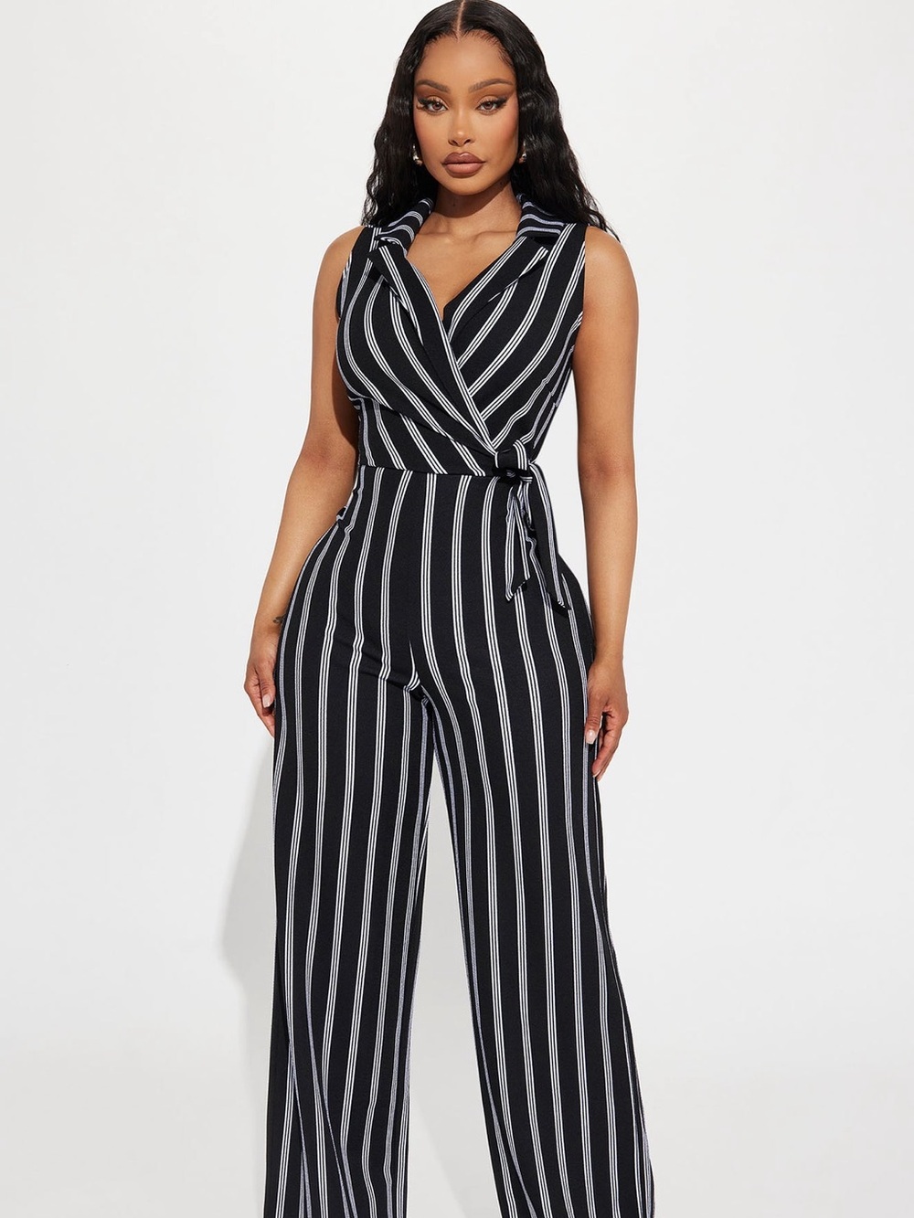 Fashion Nova Black & White Striped Jumpsuit 🐦⬛ - Picture 2 of 6